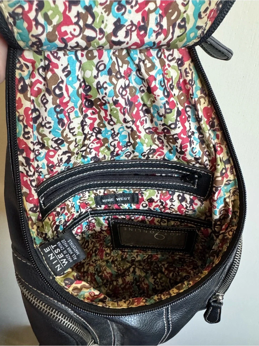 y2k Nine West Black Leather Convertible Backpack